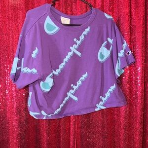 Champion Purple and Teal Women's Crop Top